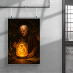 Paracelsus алхchemical laboratory with glowing homunculus jar poster 4