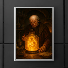 Paracelsus алхchemical laboratory with glowing homunculus jar poster 5