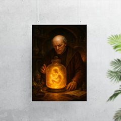 Paracelsus алхchemical laboratory with glowing homunculus jar poster 7