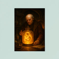 Paracelsus алхchemical laboratory with glowing homunculus jar poster 8
