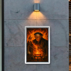 Paracelsus amid alchemical flames and glassware poster 2