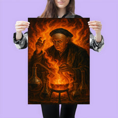 Paracelsus amid alchemical flames and glassware poster 3