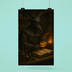 Paracelsus in plague doctor alchemy lab poster 6