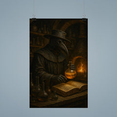 Paracelsus in plague doctor alchemy lab poster 9