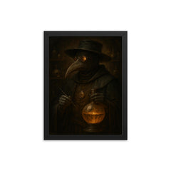 Paracelsus plague doctor alchemist portrait framed print on a plain backdrop in size 12"x16".