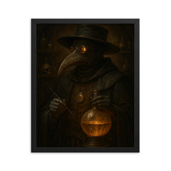 Paracelsus plague doctor alchemist portrait framed print on a plain backdrop in size 16"x20".
