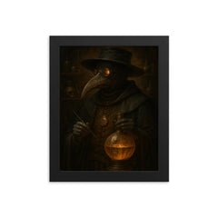 Paracelsus plague doctor alchemist portrait framed print on a plain backdrop in size 8"x10".