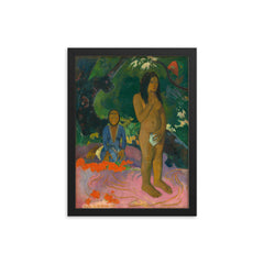 Parau na te Varua ino (Words of the Devil) by Paul Gauguin framed print on a plain backdrop in size 12"x16".