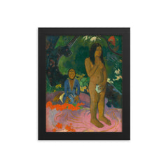 Parau na te Varua ino (Words of the Devil) by Paul Gauguin framed print on a plain backdrop in size 8"x10".