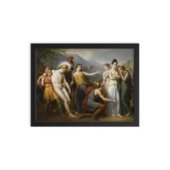 Paris and Hector in a Classical Scene framed print on a plain backdrop in size 12"x16".