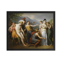 Paris and Hector in a Classical Scene framed print on a plain backdrop in size 16"x20".