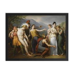 Paris and Hector in a Classical Scene framed print on a plain backdrop in size 18"x24".