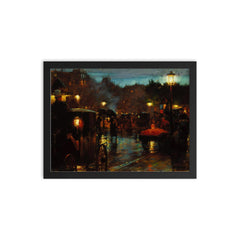 Paris at Night by Charles Courtney Curran, 1889 framed print on a plain backdrop in size 12"x16".