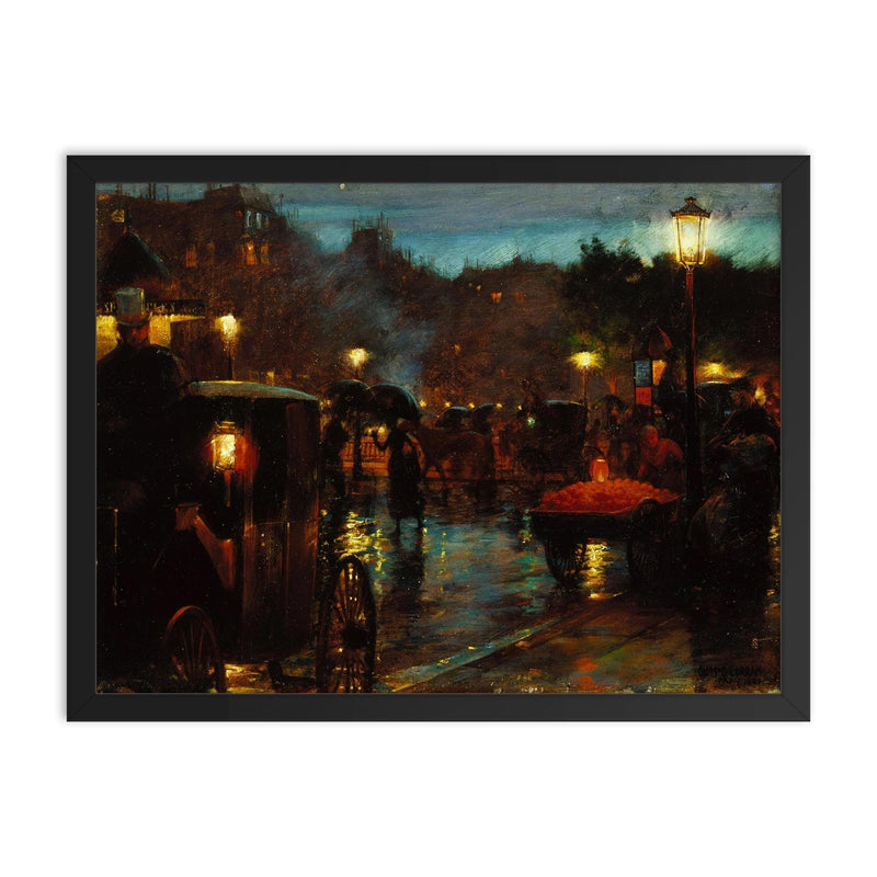 Paris at Night by Charles Courtney Curran, 1889 framed print on a plain backdrop in size 18