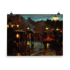 Paris at Night by Charles Courtney Curran, 1889 poster on a plain backdrop in size 8"x10".