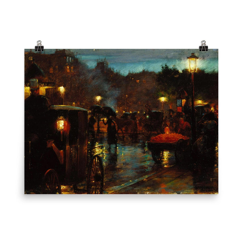 Paris at Night by Charles Courtney Curran, 1889 poster on a plain backdrop in size 8