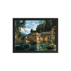 Park Landscape with Nymphaeum by Max Röder framed print on a plain backdrop in size 12"x16".