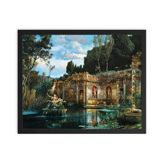 Park Landscape with Nymphaeum by Max Röder framed print on a plain backdrop in size 16"x20".