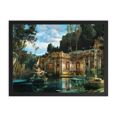 Park Landscape with Nymphaeum by Max Röder framed print on a plain backdrop in size 18"x24".