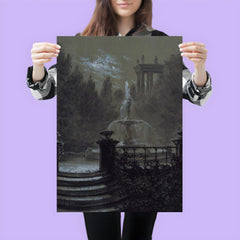 Park with a Fountain in the Moonlight by Carl Gustav Carus, 1851 poster 3