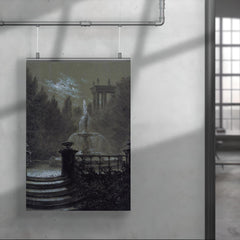 Park with a Fountain in the Moonlight by Carl Gustav Carus, 1851 poster 4