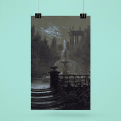 Park with a Fountain in the Moonlight by Carl Gustav Carus, 1851 poster 6