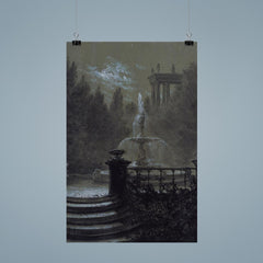 Park with a Fountain in the Moonlight by Carl Gustav Carus, 1851 poster 9