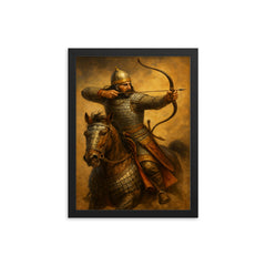 Parthian cataphract turning for the fatal shot framed print on a plain backdrop in size 12"x16".