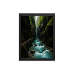 Partnachklamm Gorge Germany framed print on a plain backdrop in size 12"x16".