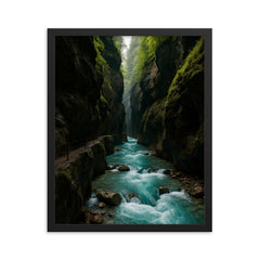 Partnachklamm Gorge Germany framed print on a plain backdrop in size 16"x20".