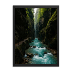 Partnachklamm Gorge Germany framed print on a plain backdrop in size 18"x24".