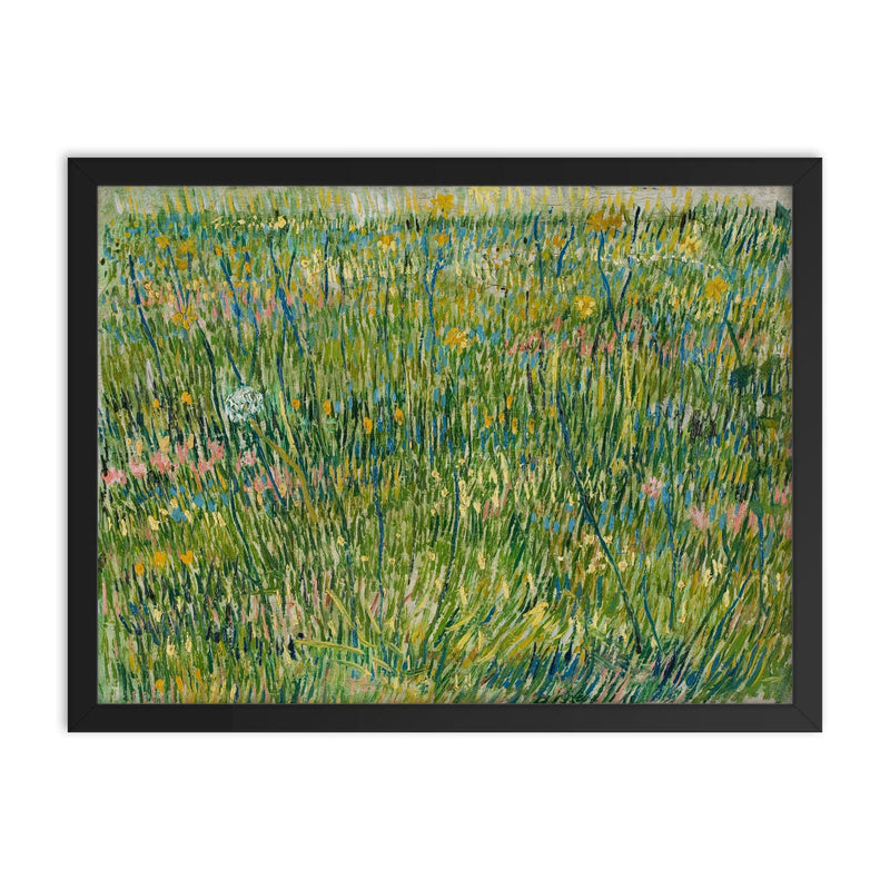 Patch of Grass by Vincent van Gogh, 1887 framed print on a plain backdrop in size 18
