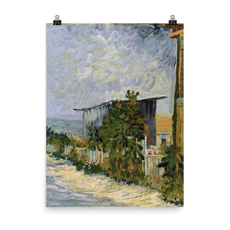 Path in Montmartre with Sunflowers by Vincent van Gogh, 1887 poster on a plain backdrop in size 8