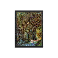 Path in the Forest by Vincent van Gogh, 1887 framed print on a plain backdrop in size 12"x16".