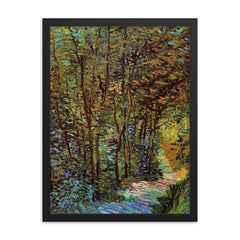 Path in the Forest by Vincent van Gogh, 1887 framed print on a plain backdrop in size 18"x24".