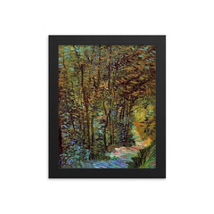 Path in the Forest by Vincent van Gogh, 1887 framed print on a plain backdrop in size 8"x10".