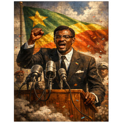 Patrice Lumumba defiant at independence podium jigsaw puzzle