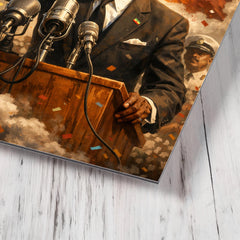 Patrice Lumumba defiant at independence podium metal print mockup