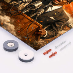 Patrice Lumumba defiant at independence podium metal print mockup