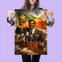 Patrice Lumumba defiant at independence podium poster 3
