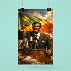 Patrice Lumumba defiant at independence podium poster 6