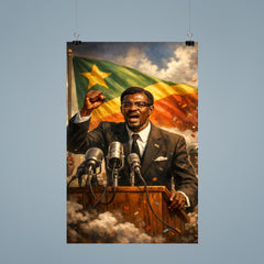 Patrice Lumumba defiant at independence podium poster 9