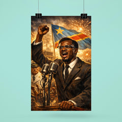 Patrice Lumumba defiant at independence speech poster 6