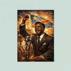 Patrice Lumumba defiant at independence speech poster 8