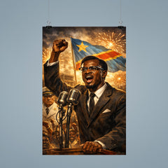 Patrice Lumumba defiant at independence speech poster 9