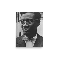 Patrice Lumumba poster on a plain backdrop in size 12"x16".