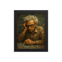 Paul Erdős in chaotic chalk dusted concentration framed print on a plain backdrop in size 8"x10".