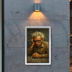 Paul Erdős in chaotic chalk dusted concentration poster 2