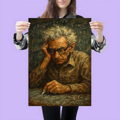 Paul Erdős in chaotic chalk dusted concentration poster 3