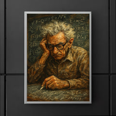 Paul Erdős in chaotic chalk dusted concentration poster 5